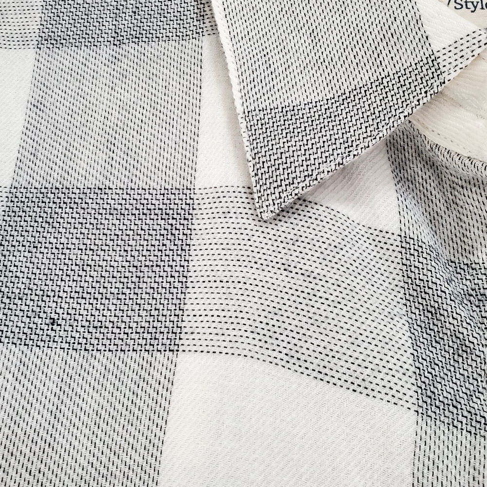 Womens Shirt Gray and White Plaid Button Down Long Sleeve Size Medium - Picture 7 of 9
